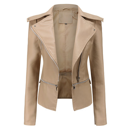 Womens Faux Leather Moto Jacket Detachable Hem Biker