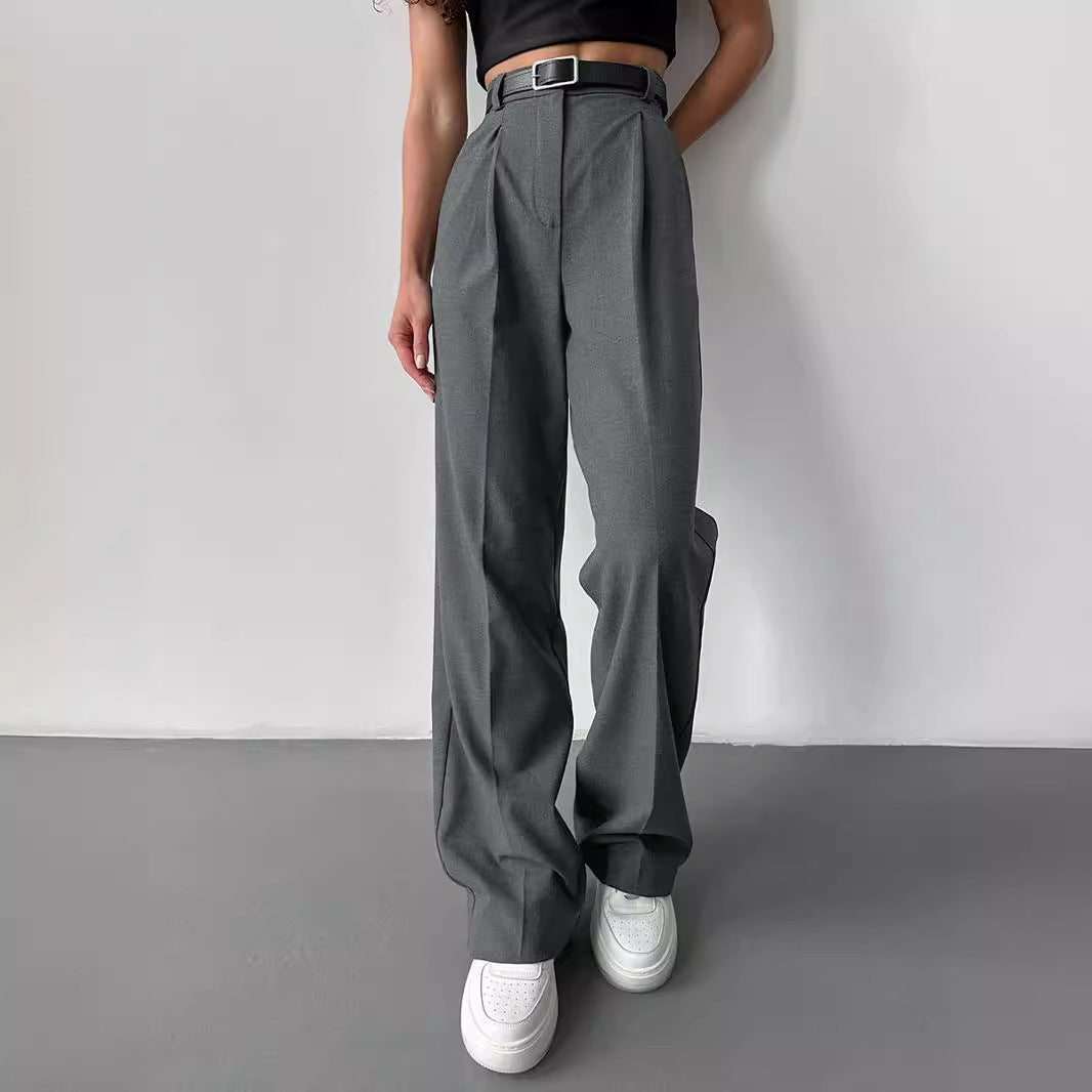 Women's High Waist Pleated Straight Leg Tailored Pants