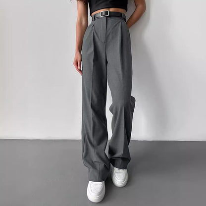 Women's High Waist Pleated Straight Leg Tailored Pants