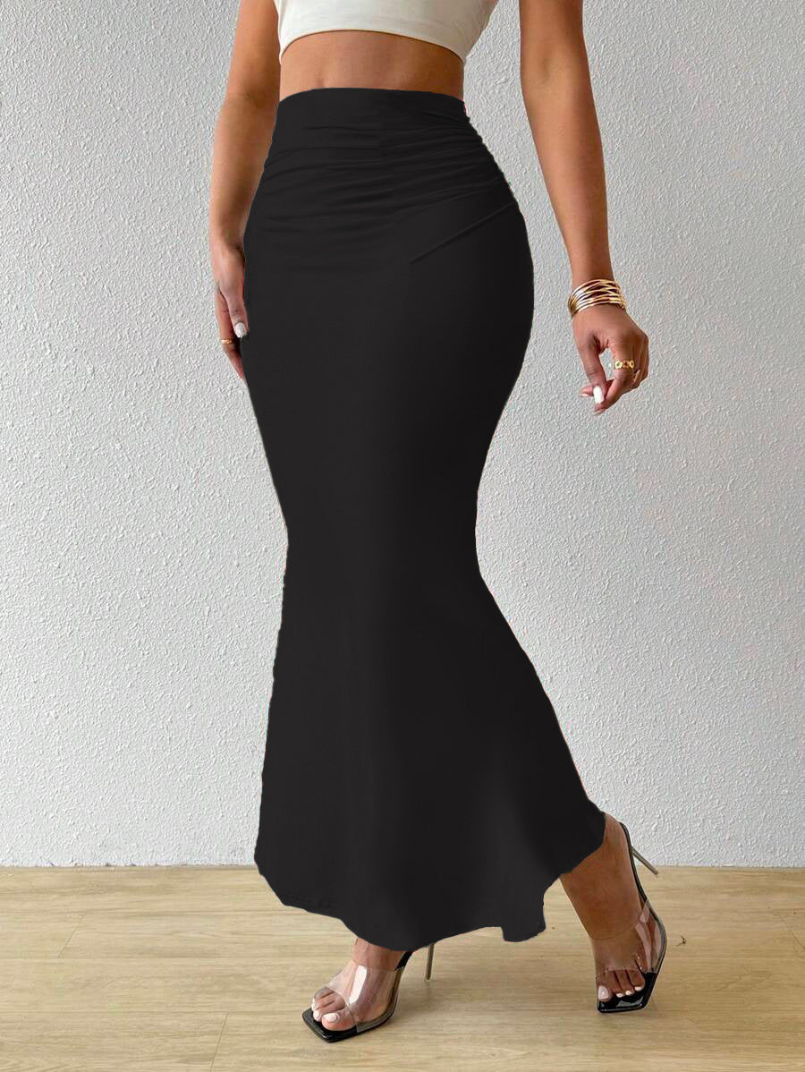 Leopard Print High Waist Ruched Bodycon Midi Skirt