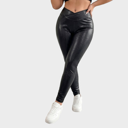 Plus Size Croc Embossed Faux Leather Leggings