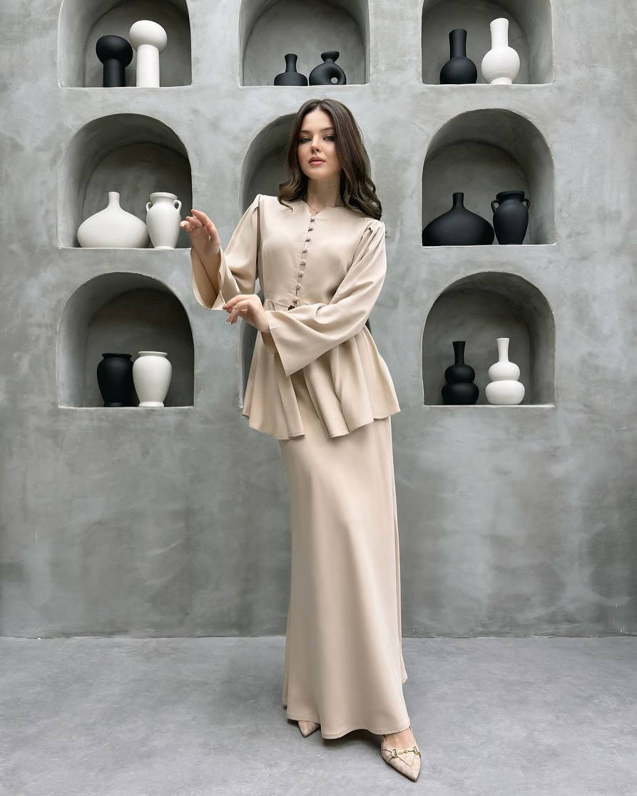 Women's Satin Two Piece Maxi Dress Set
