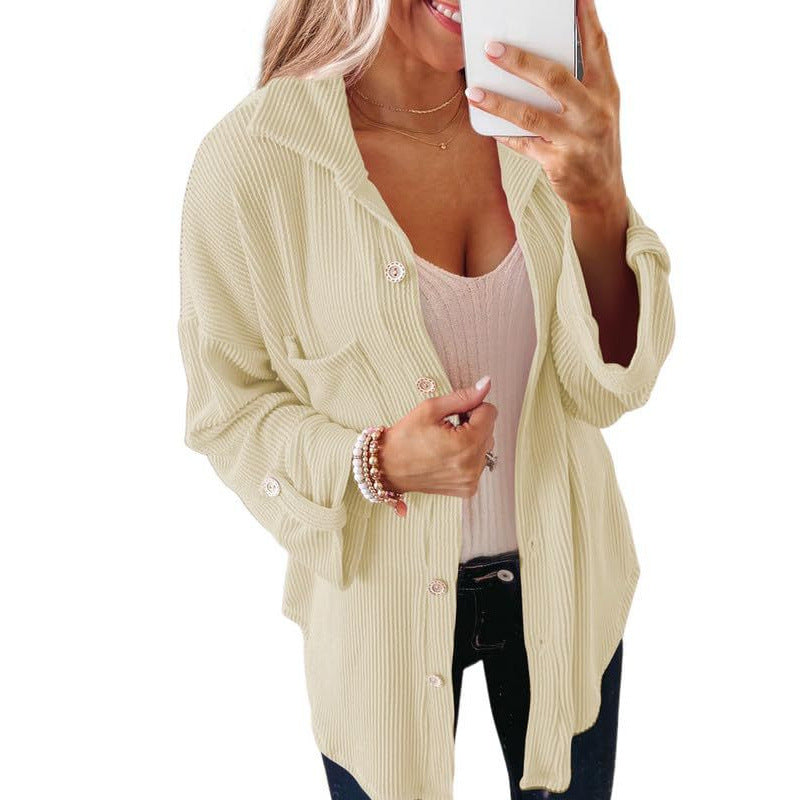 Women's Oversized Waffle Knit Button Down Shacket