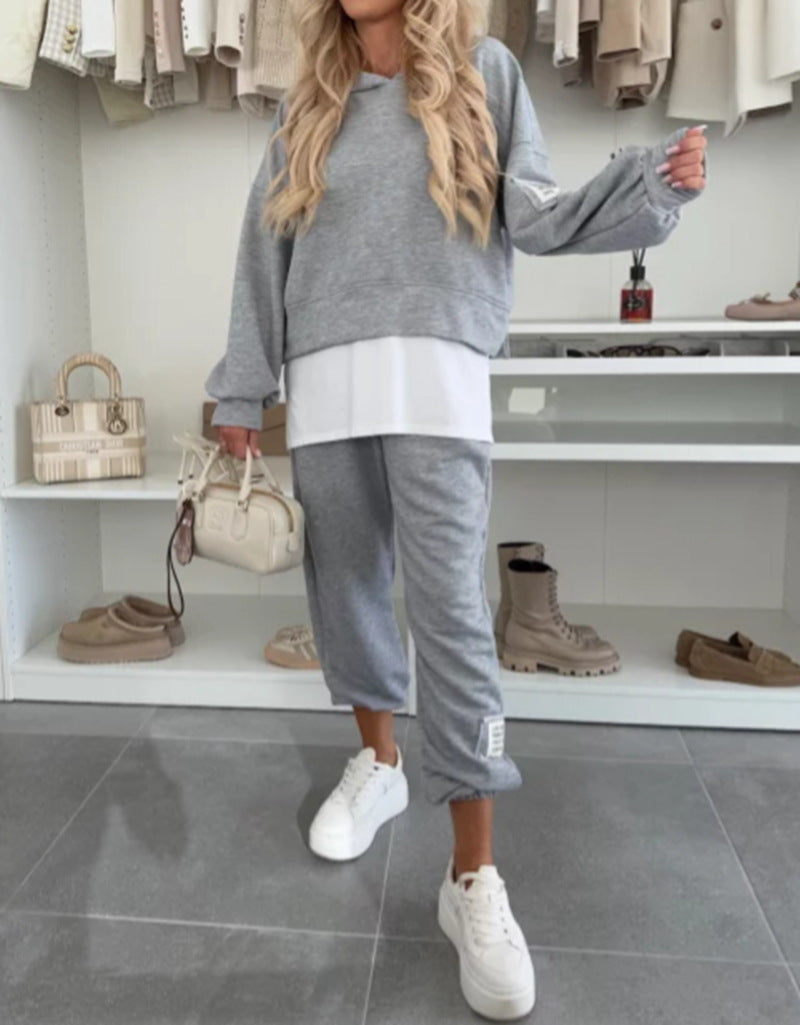 Women's Color Block Hoodie Jogger Lounge Set