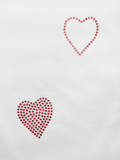 Women's Rhinestone Heart Oversized Casual Summer T-Shirt Top