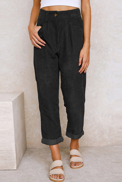 Women's Corduroy High Waisted Straight Leg Pants
