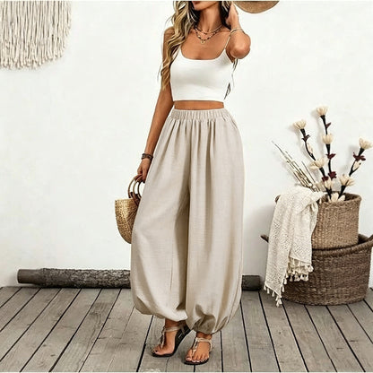 High Waist Balloon Beach Pants with Pockets