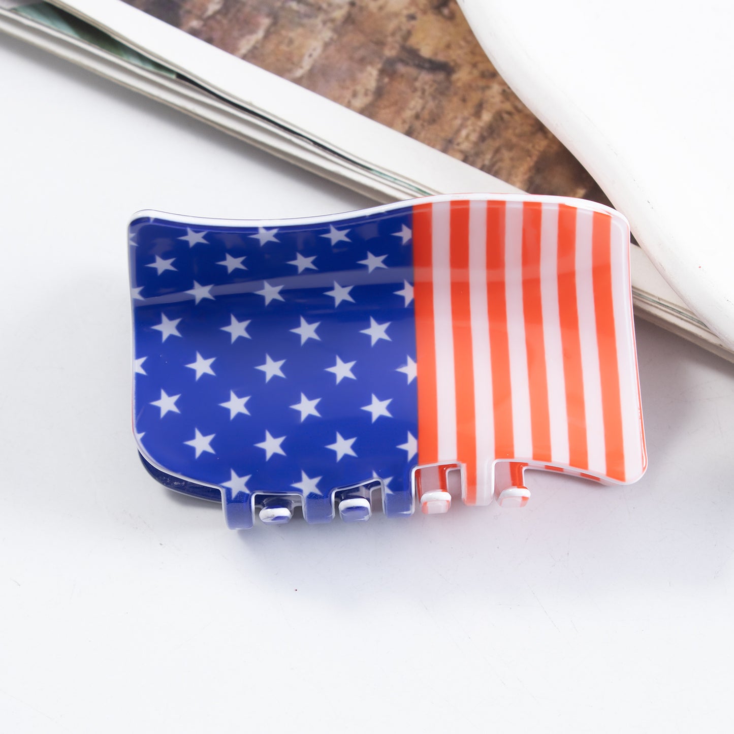 4th of July American Flag Hair Claw Clip USA