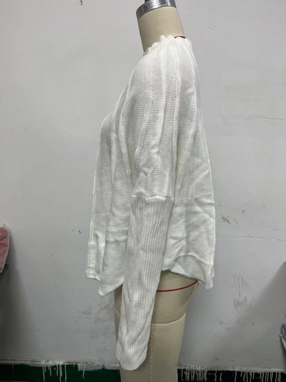 Women's Mock Neck Batwing Chunky Knit Pullover Sweater