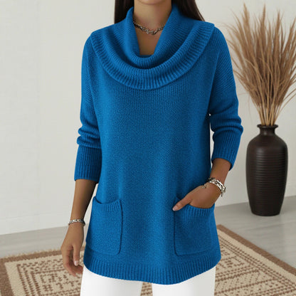Pocket Detail Knit Sweater Relaxed Fit Long Sleeve