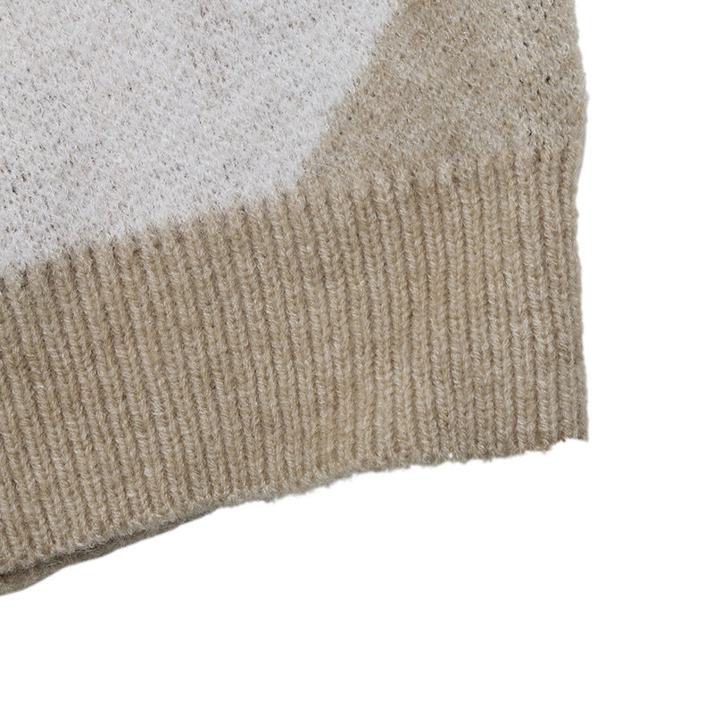 Argyle Polo Sweater Button Placket Relaxed Fit