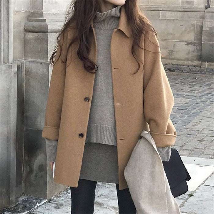 Women's Oversized Faux Wool Mid Length Coat