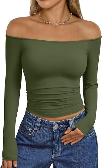 Women's Y2K Off Shoulder Long Sleeve Going Out Top