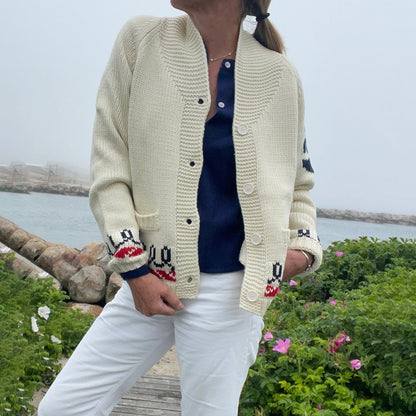 Women's Nautical Lobster Cardigan Button Up Sweater