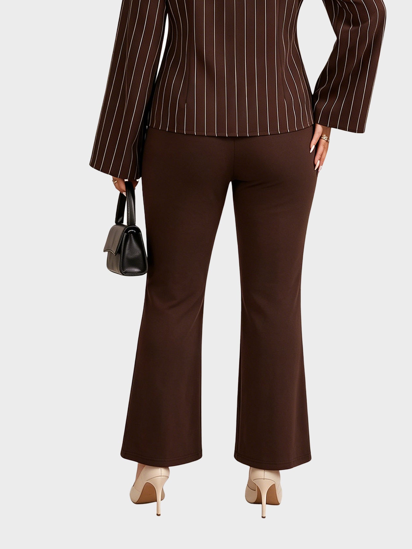 Plus Size High Waist Split Hem Flare Pants