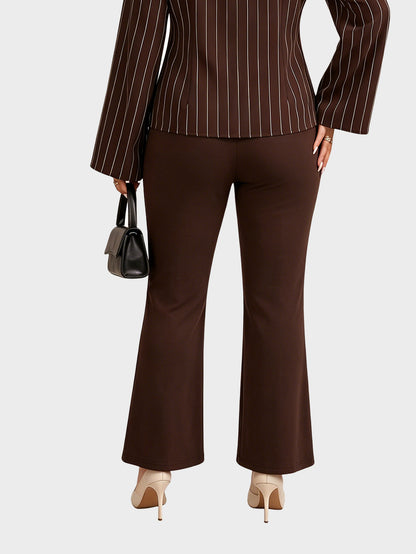 Plus Size High Waist Split Hem Flare Pants