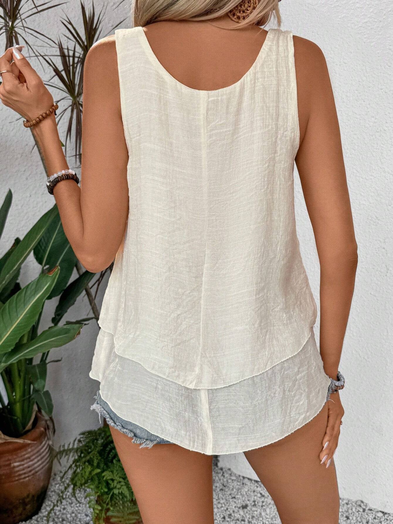 Layered Ruffle Sleeveless Flowy Tank Top