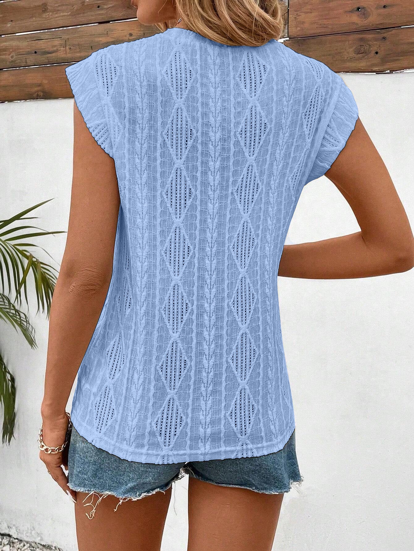 Women's Jacquard Sleeveless Top – Casual Summer Tank Blouse