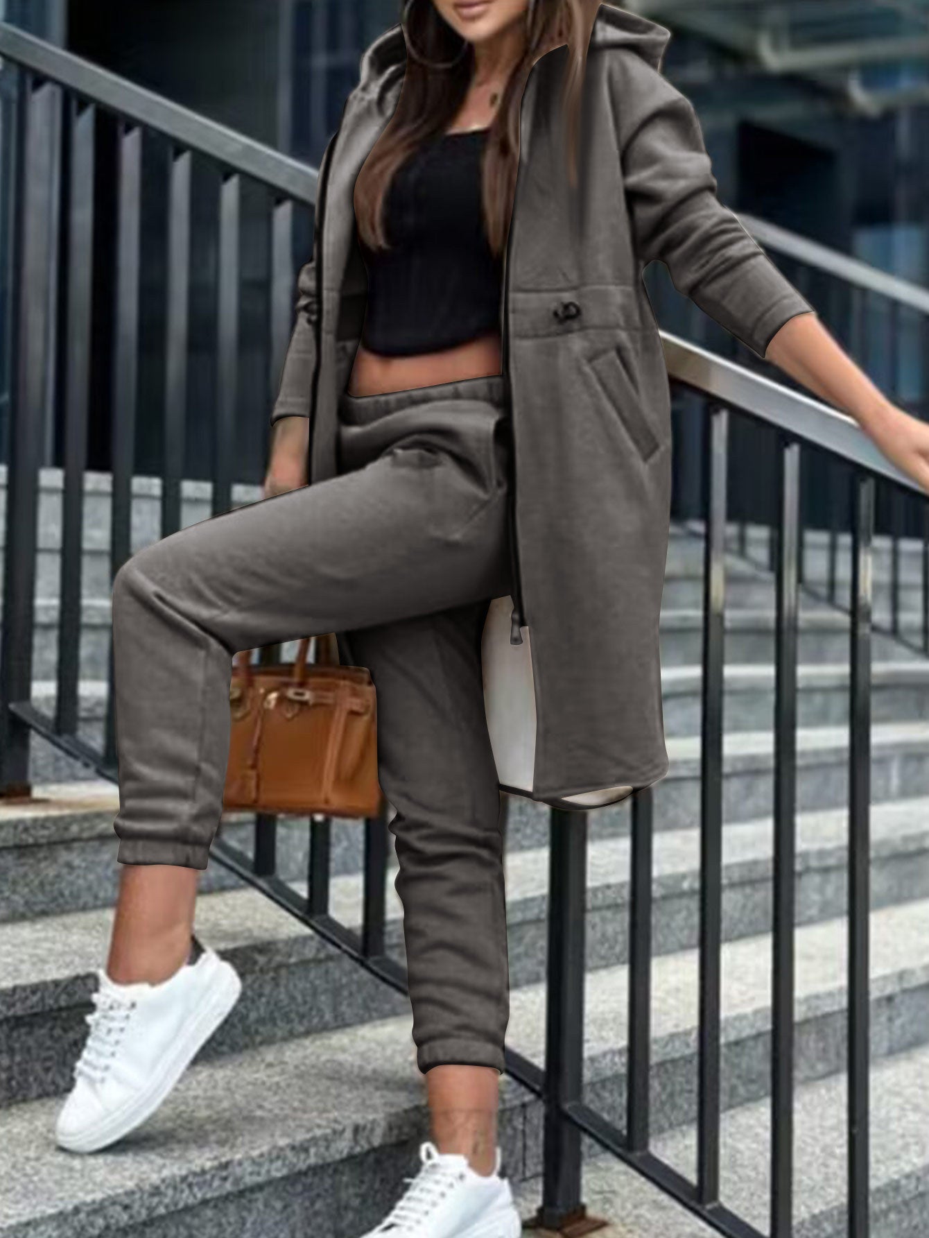 Women's 2-Piece Fleece Hoodie Jacket Joggers Set