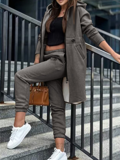 Women's 2-Piece Fleece Hoodie Jacket Joggers Set
