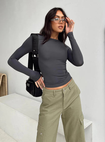 Women's Soft Fitted Long Sleeve Crew Neck Basic Tee