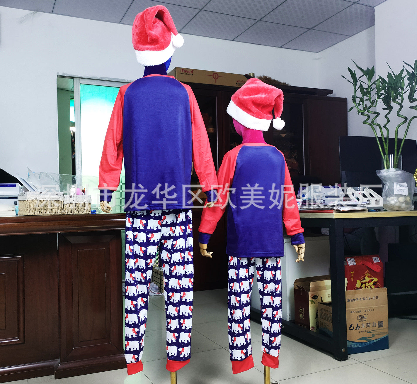 Parent-child Set Printed Loungewear Christmas Pajamas Two-piece Set