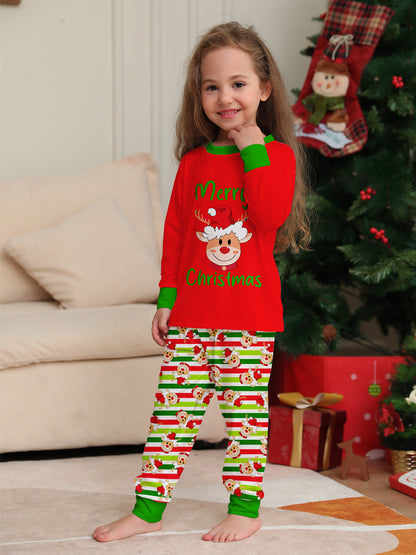 Snowflake Alphabet Cartoon Parent-Child Clothing Printed Christmas Pajamas