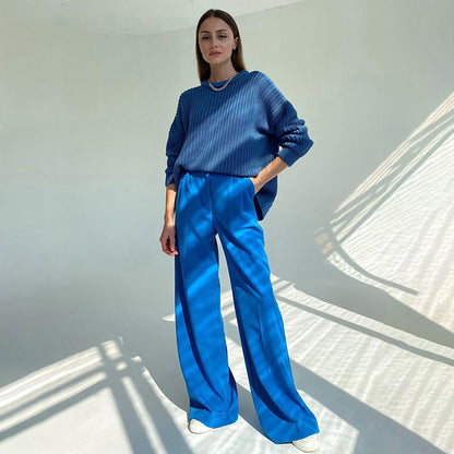 Women's High Waist Wide Leg Palazzo Pants Flowy Trousers