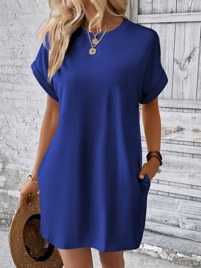 Women’s Relaxed Fit Cotton Pocket T-Shirt Dress Summer