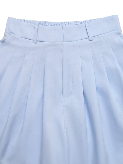 High Waisted Pleated Wide Leg Shorts Women Dressy Casual Pockets