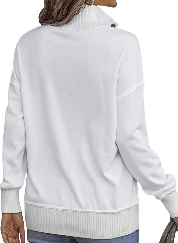 Women's Oversized Button Sweatshirt with Pocket