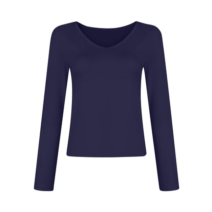 Women's V-Neck Long Sleeve Slim Fit Basic Top