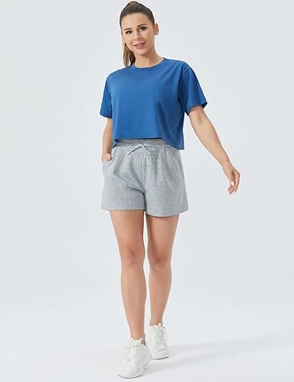 Women's High-Waisted Drawstring Sweat Shorts – Casual Lounge Shorts