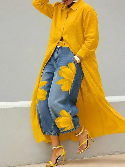 Women's Oversized Maxi Shirt Dress Button Down Long Sleeve