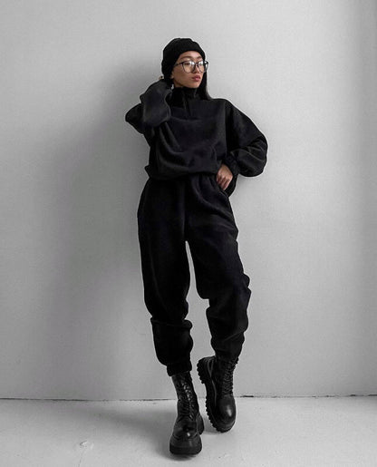 Women's Fleece Half Zip Sweatsuit Lounge Set