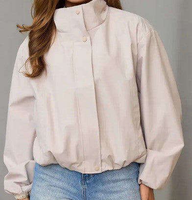 Women's Oversized Cropped Stand Collar Jacket
