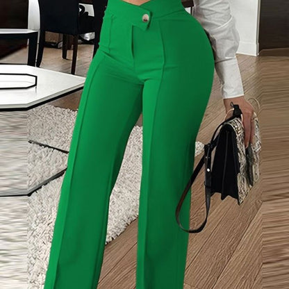 Women's High Waisted Straight Leg Casual Pants Trousers