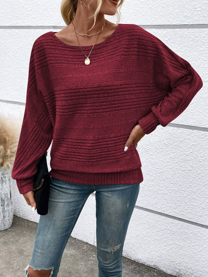 Women's Oversized Crew Neck Long Sleeve Solid Pullover