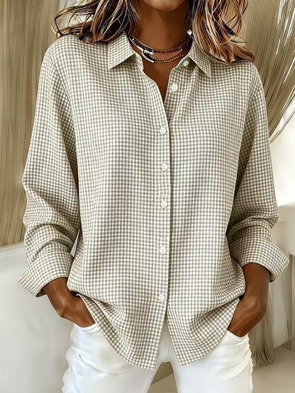 Women's Gingham Long Sleeve Button Down Shirt