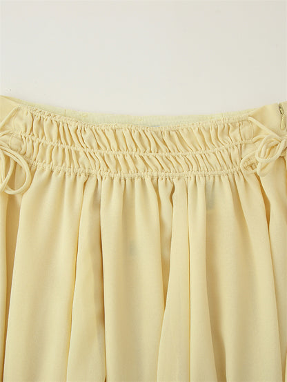 Women's High Waist Chiffon Midi Skirt Asymmetrical Hem