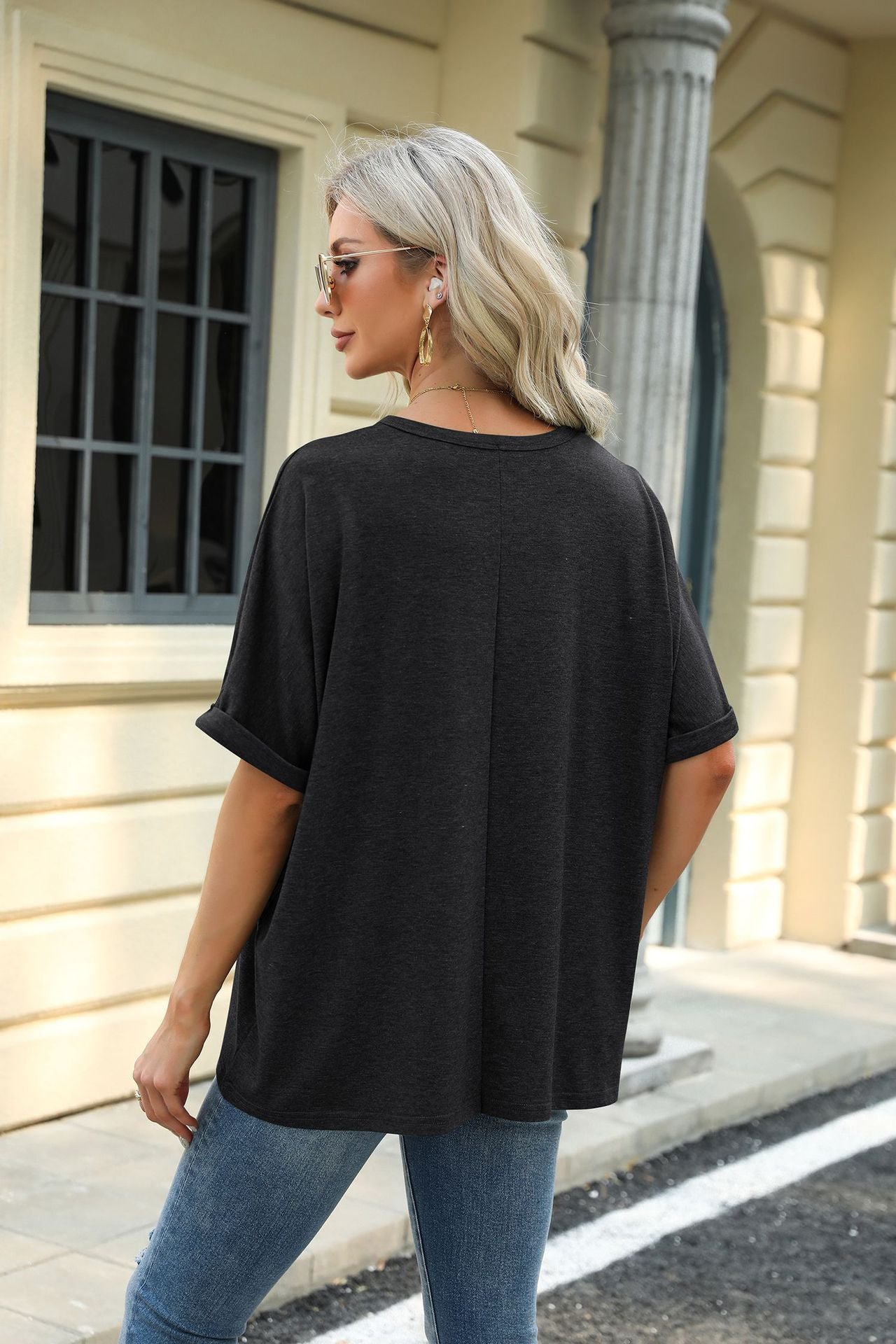 Loose Fit Crew Neck Short Sleeve Casual Basic Tee
