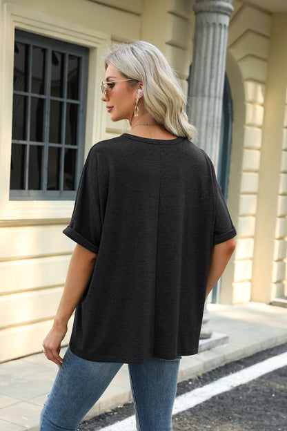 Loose Fit Crew Neck Short Sleeve Casual Basic Tee