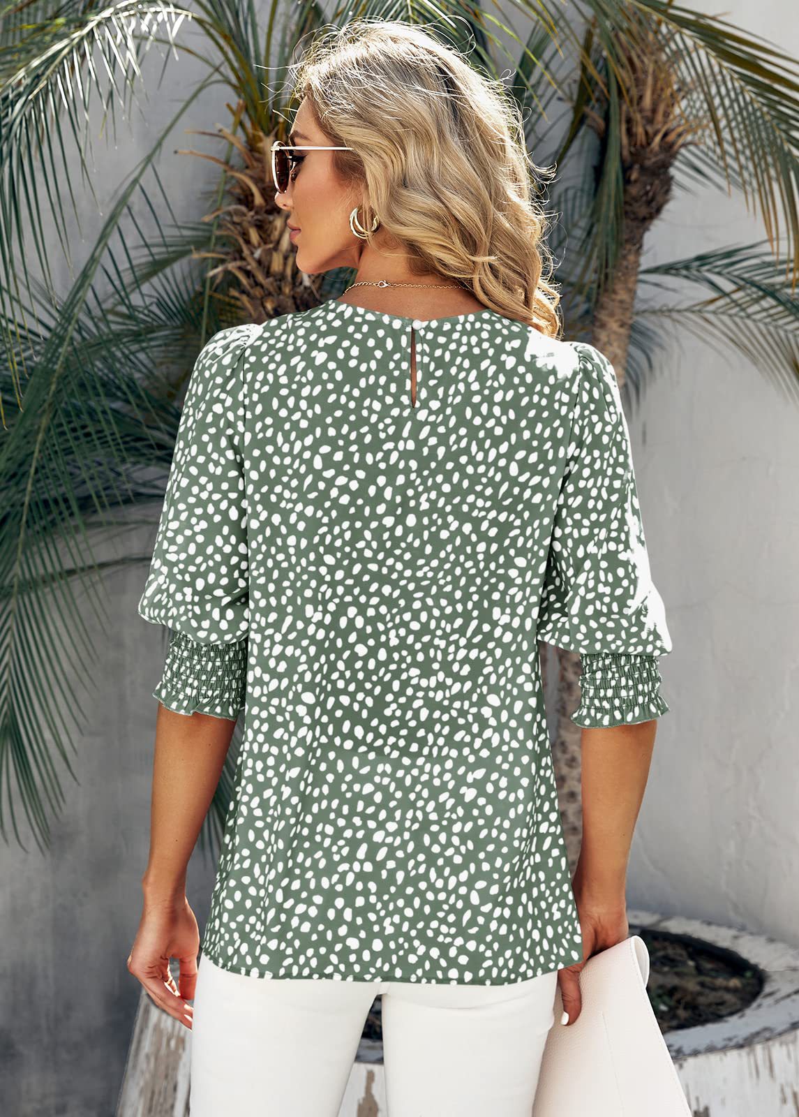Loose Fit Printed Chiffon Short Sleeve Round Neck Shirt