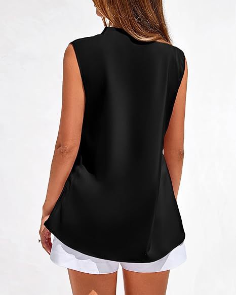 Satin V-Neck Sleeveless Top for Women Work & Casual