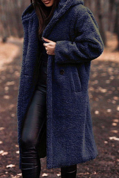 Women's Hooded Long Teddy Coat Winter Fleece Jacket