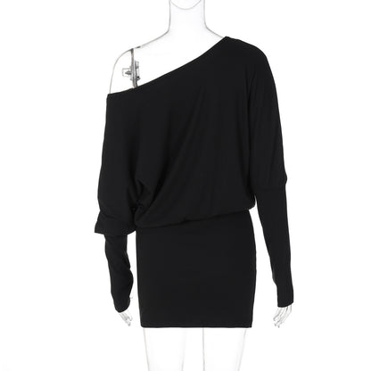 Y2K One Shoulder Long Sleeve Bodycon Mini Dress