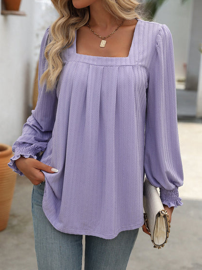 Square Neck Long Sleeve T-Shirt for Women