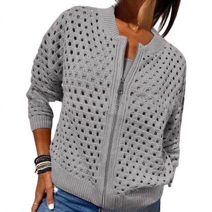 Women's Crochet Zip Up Cardigan Sweater