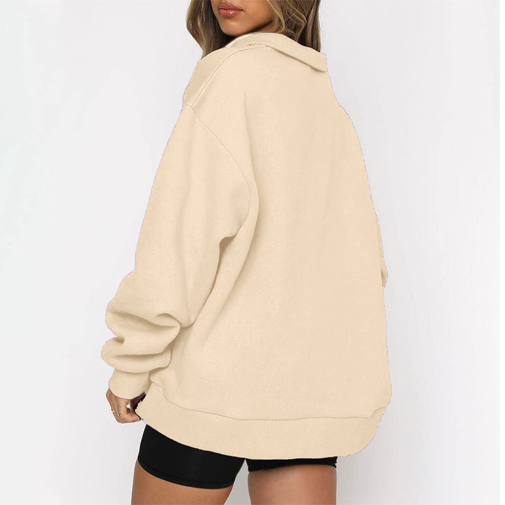 Oversized Half Zip Fleece Pullover Sweatshirt with Pocket
