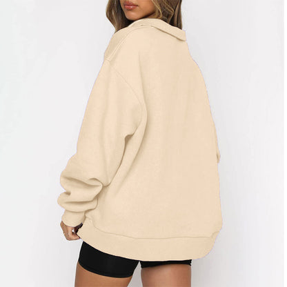 Oversized Half Zip Fleece Pullover Sweatshirt with Pocket